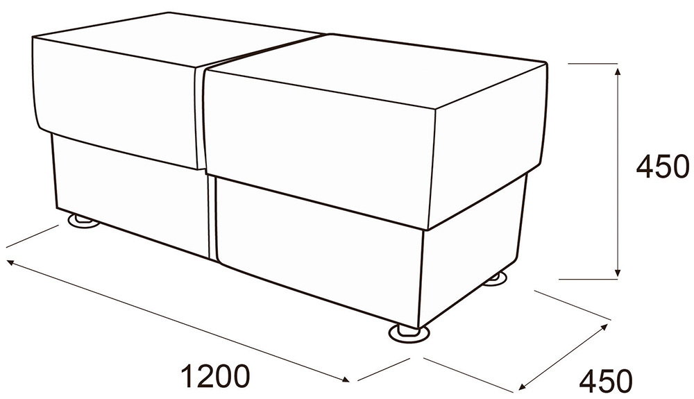 Банкетка прямоугольная Омега двухместная