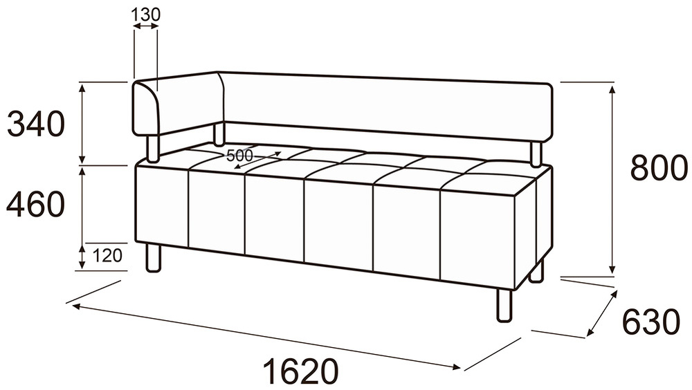 Модуль 3-х местный с левым подлокотником Спринт МП