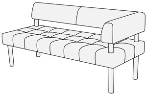 Модуль 3-местный с правым подлокотником 3Пр