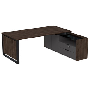 Стол рабочий на опорной двусоставной тумбе, с ящиками, с код замком