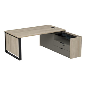 Стол рабочий с люч, на опор двусоставной тумбе, с ящиками (метабокс), с код замком