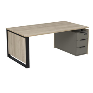Стол рабочий на опорной угловой тумбе, с ящиками, с код замком