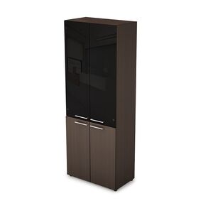 Шкаф стеллаж высокий со стеклом