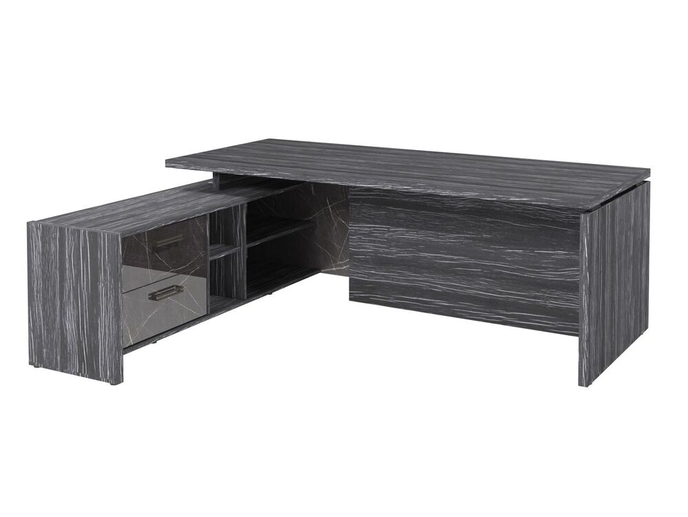 Стол руководителя с опорной тумбой (левый) (Фурнитура черная)