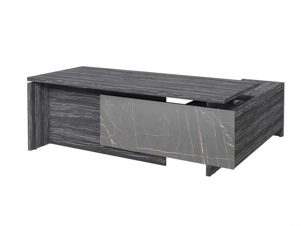 Стол руководителя с опорной тумбой (левый) (Фурнитура черная)