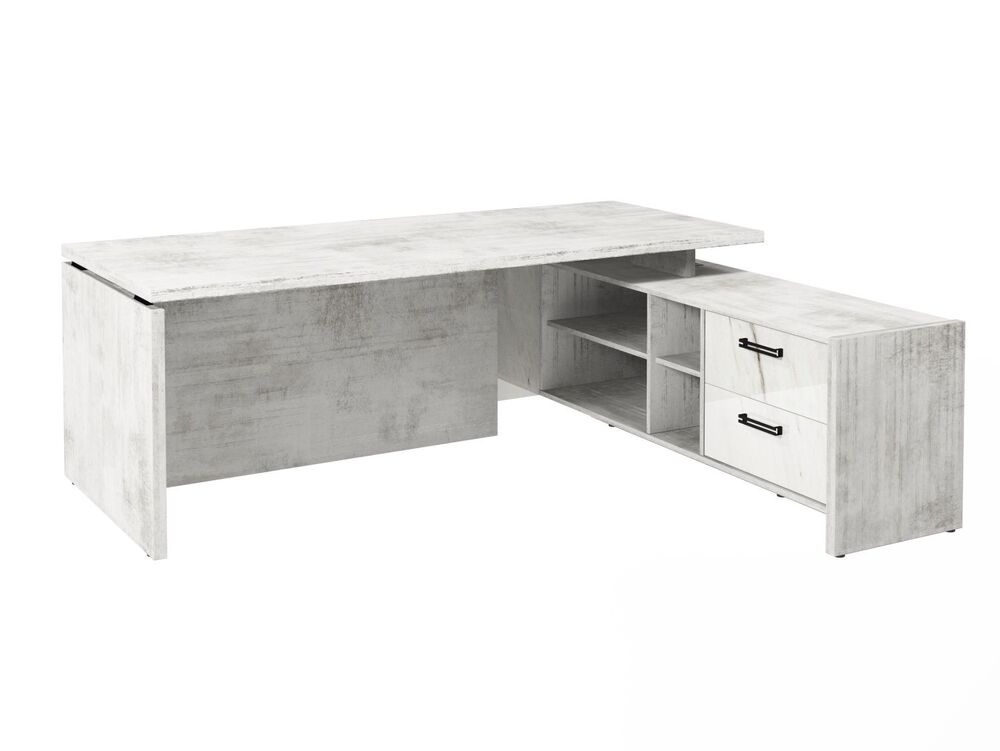 Стол руководителя с опорной тумбой (левый) (Фурнитура черная)