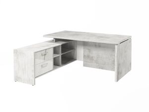 Стол руководителя с опорной тумбой (левый) (Фурнитура INOX)