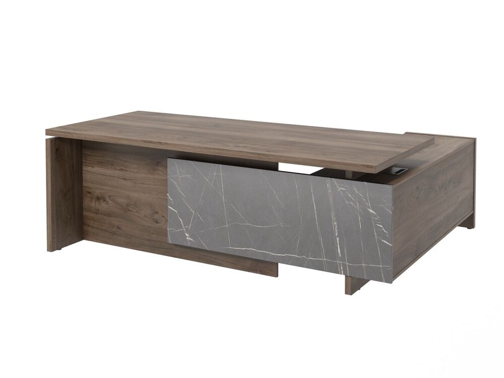 Стол руководителя с опорной тумбой (левый) (Фурнитура черная)