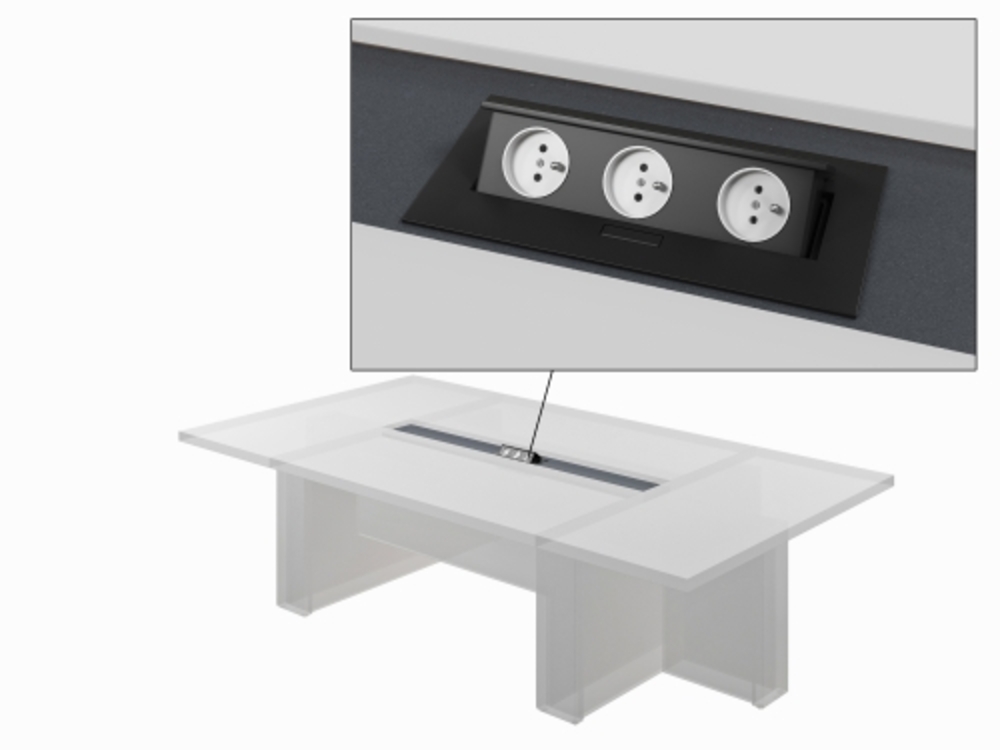 Центральная вставка стола переговора с блоком розеток