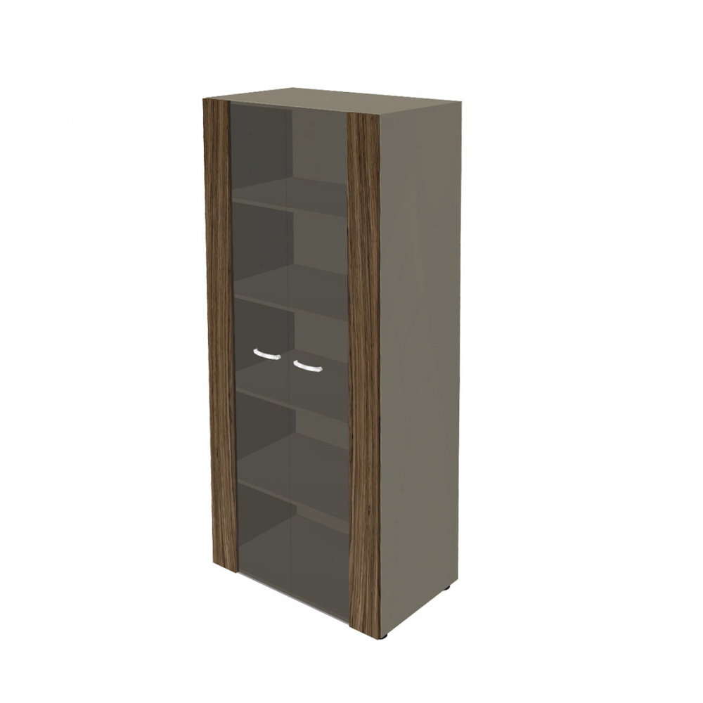 Высокий шкаф со стеклянными фасадами