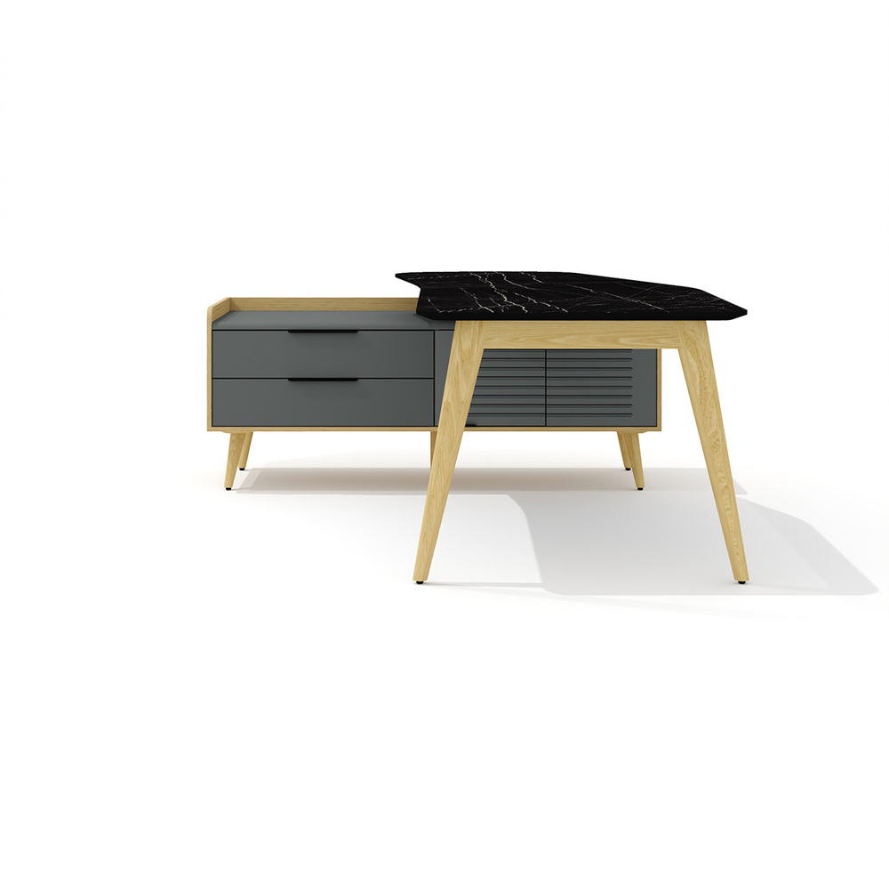 Стол рабочий эргономичный с опорной тумбой