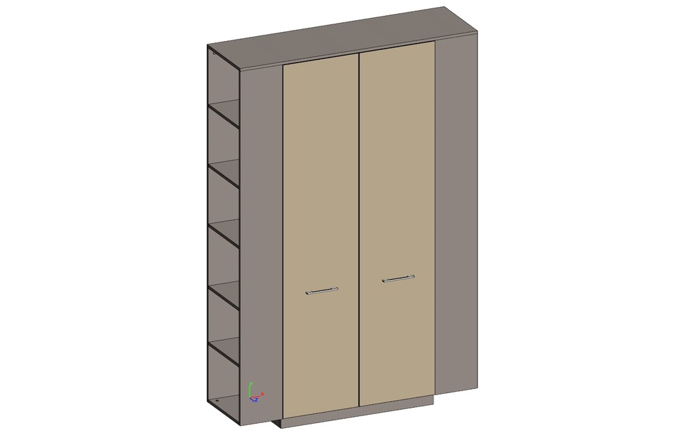 Шкаф высокий с боковыми стеллажами
(двери в ал. рамке)