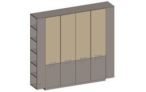 Двойной шкаф комбинированный (для документов)
с боковыми стеллажами
(двери в ал. рамке)
