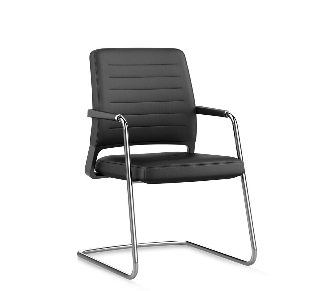 VINTAGE Кресло на полозьях ЧЕРНЫЙ/ХРОМ