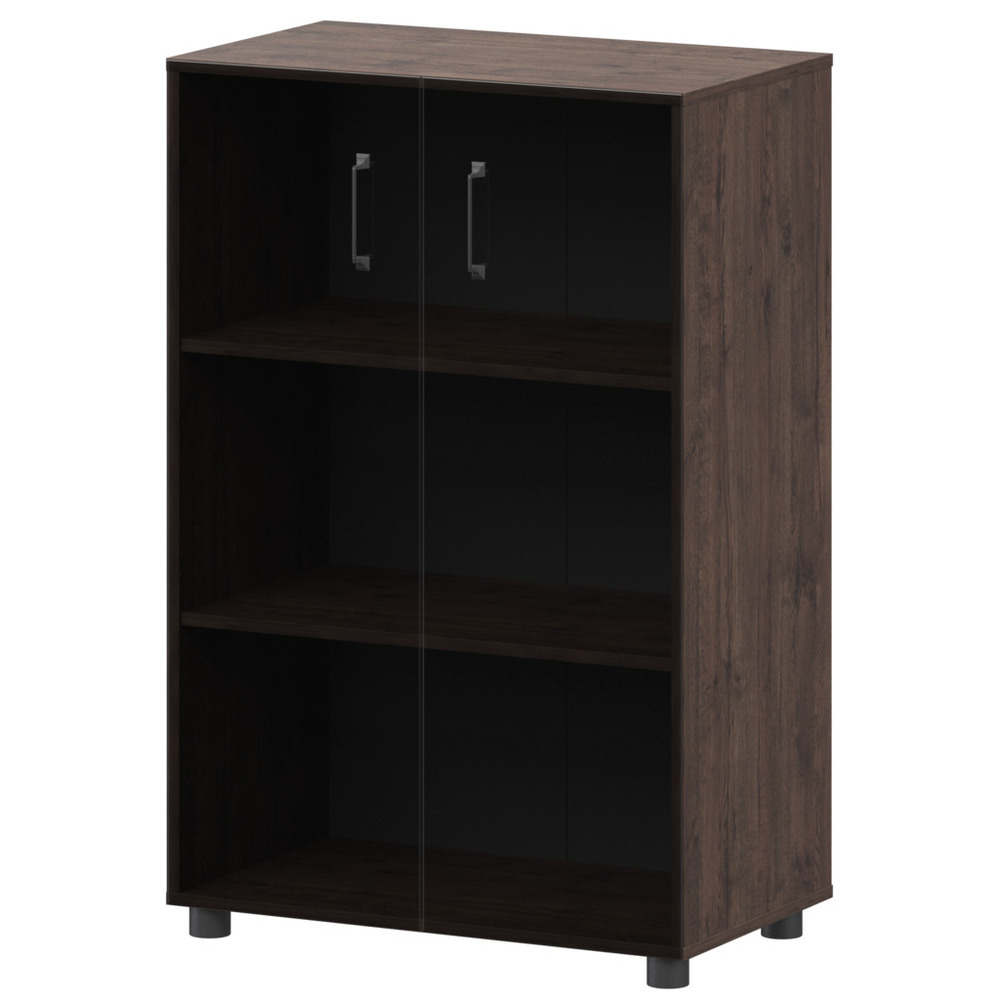 Стеллаж средний закрытый с стеклянными фасадами