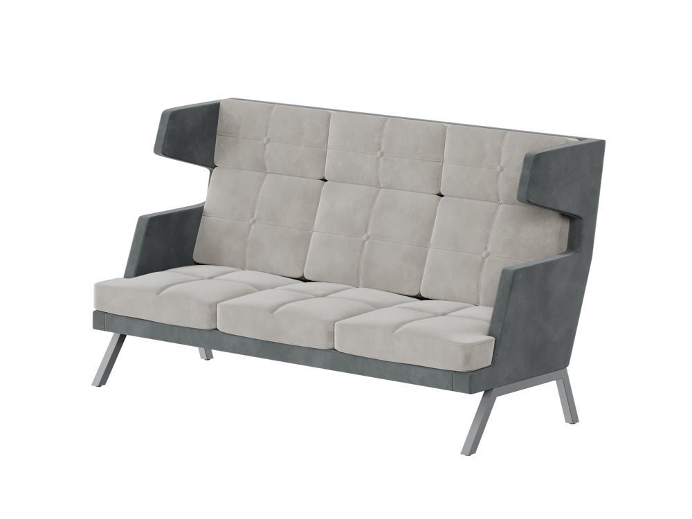 Диван трёхместный высокий с декором из пуговиц