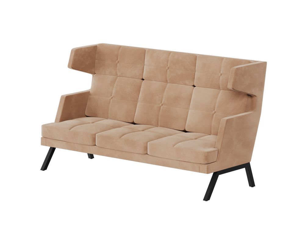 Диван трёхместный высокий с декором из пуговиц