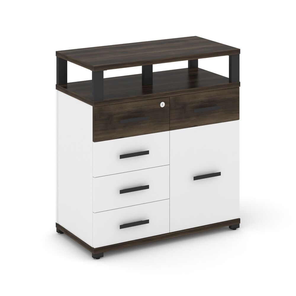 Тумба приставная широкая 5 ящиков + 1 распашной фасад с надставкой широкой