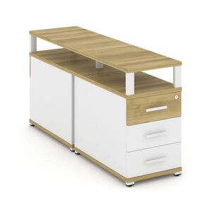 Тумба двухсторонняя приставная 3 ящика с надставкой