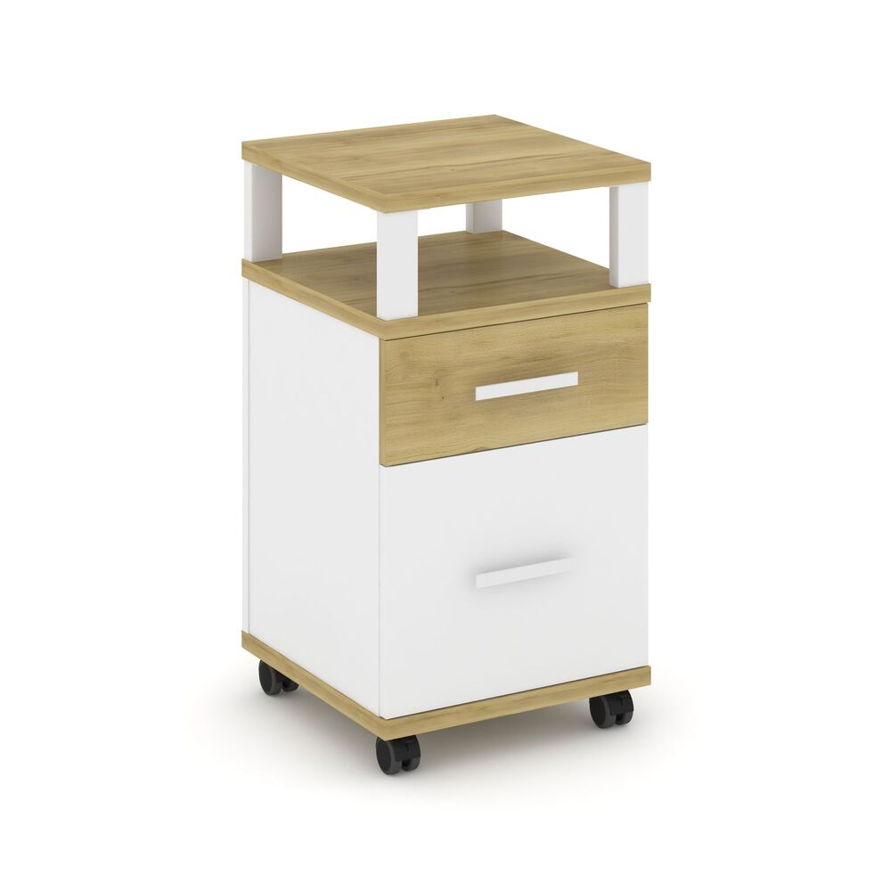 Тумба мобильная 1 ящик + 1 распашной фасад с надставкой