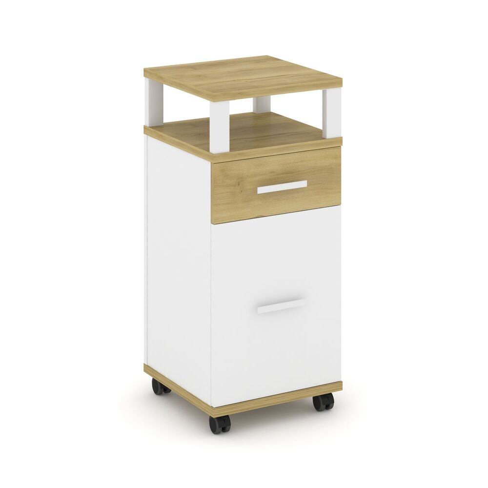 Тумба мобильная 1 ящик + 1 распашной фасад с надставкой