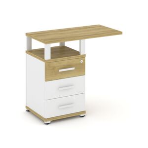 Тумба приставная узкая 3 ящика со свесом с надставкой широкой