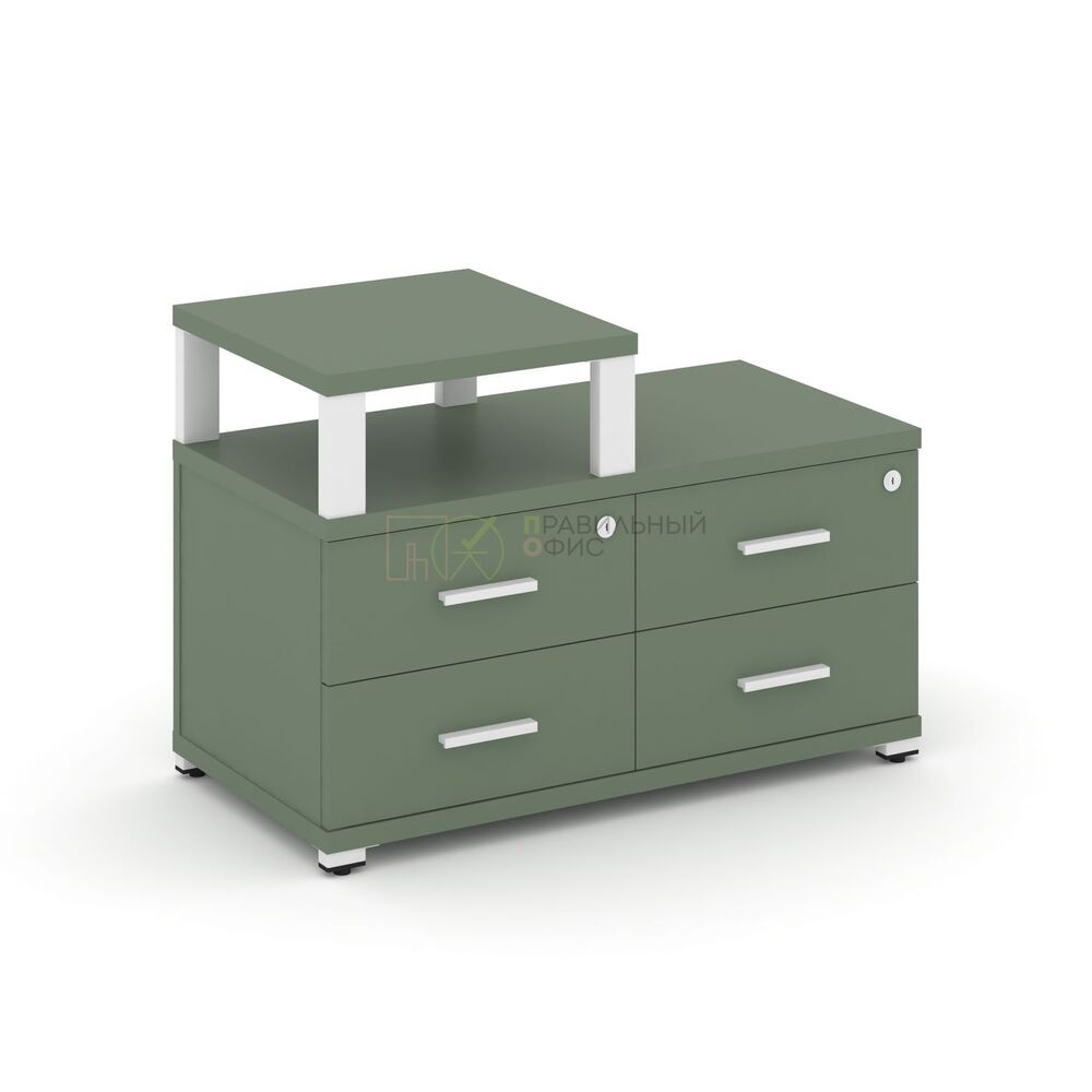 Тумба приставная широкая 4 ящика с надставкой узкой