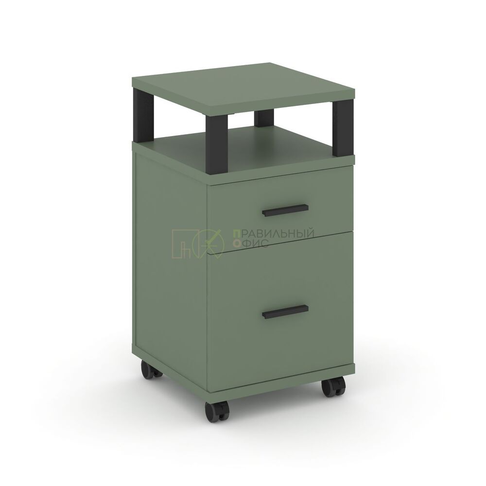 Тумба мобильная 1 ящик + 1 распашной фасад с надставкой