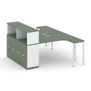 Рабочая станция с опорным распашным шкафом с надставкой низкой