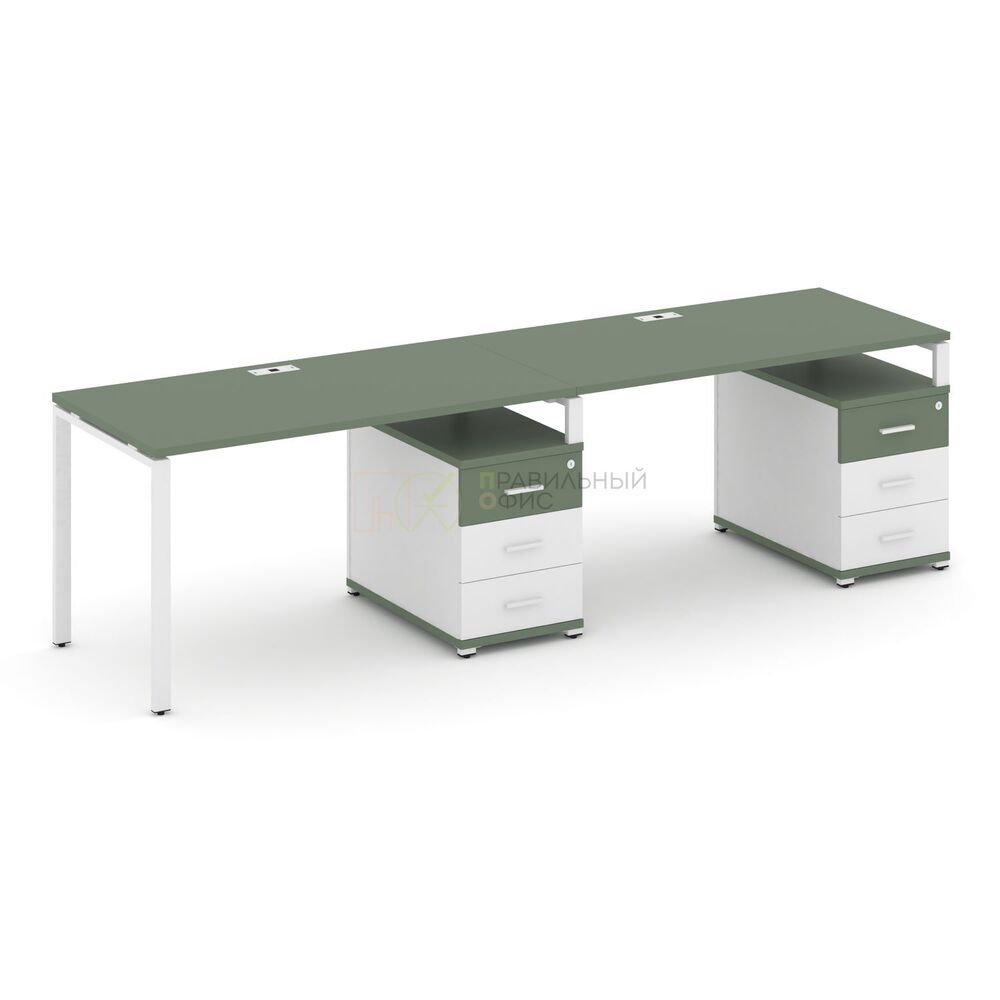 Рабочая станция на 2 места с двумя опорными тумбами