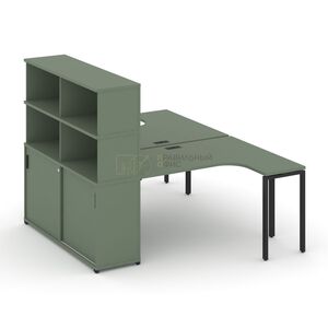 Рабочая станция с опорным шкафом-купе с надставкой высокой