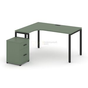 Стол эргономичный левый с опорной тумбой