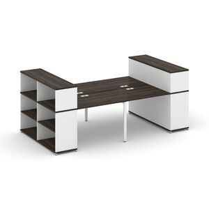 Рабочая станция с опорными стеллажами с надставкой низкой