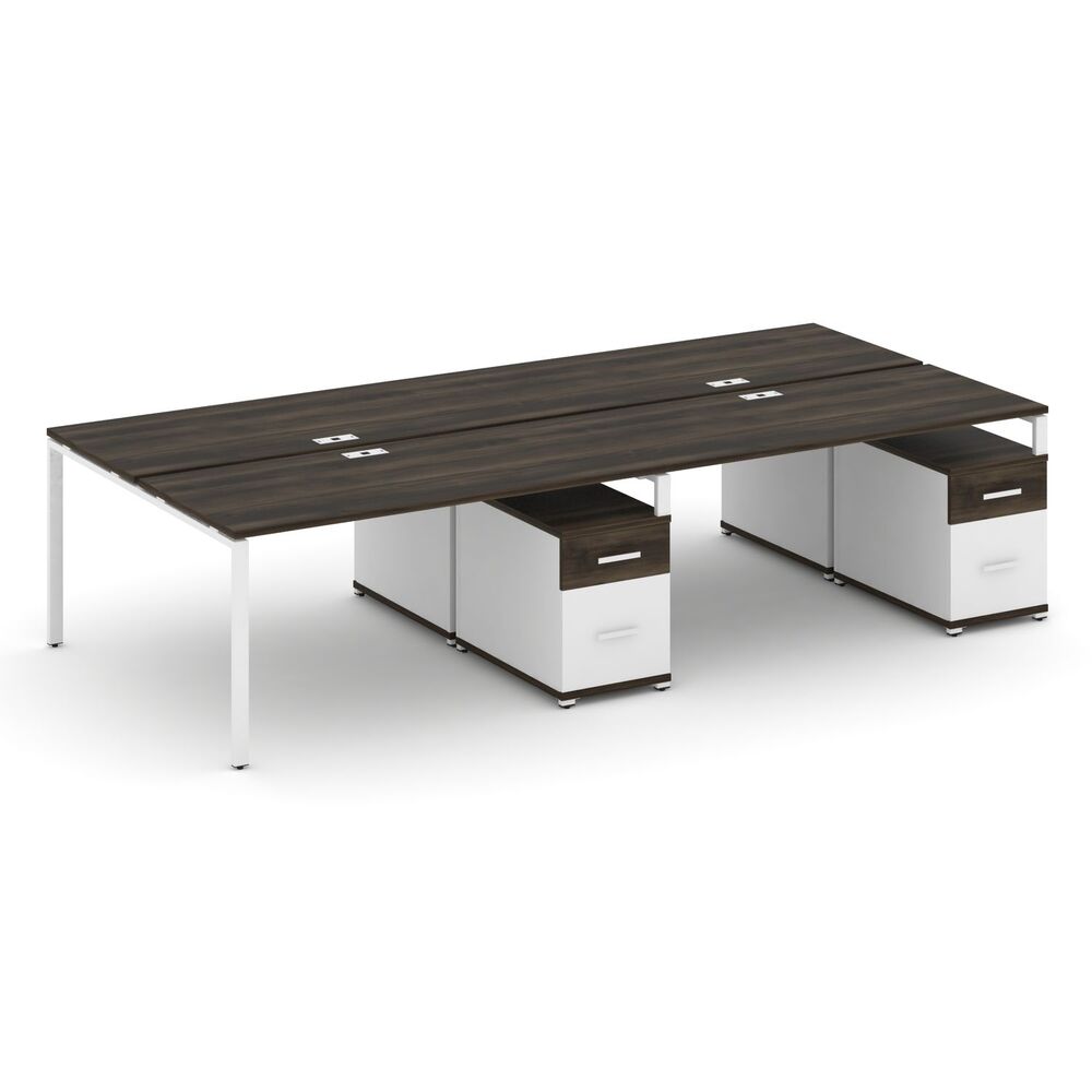 Рабочая станция на 4 места с двумя двухсторонними опорными тумбами