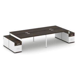 Рабочая станция на 4 места с двумя двухсторонними опорными тумбами