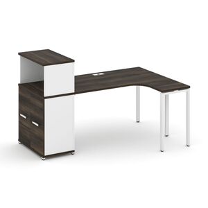 Стол эргономичный с опорным распашным шкафом с надставкой низкой правый