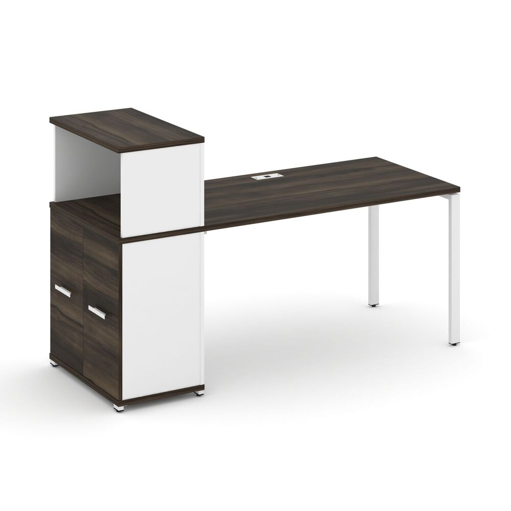 Стол рабочий с опорным распашным шкафом с надставкой низкой