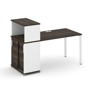 Стол рабочий с опорным шкафом купе с надставкой низкой