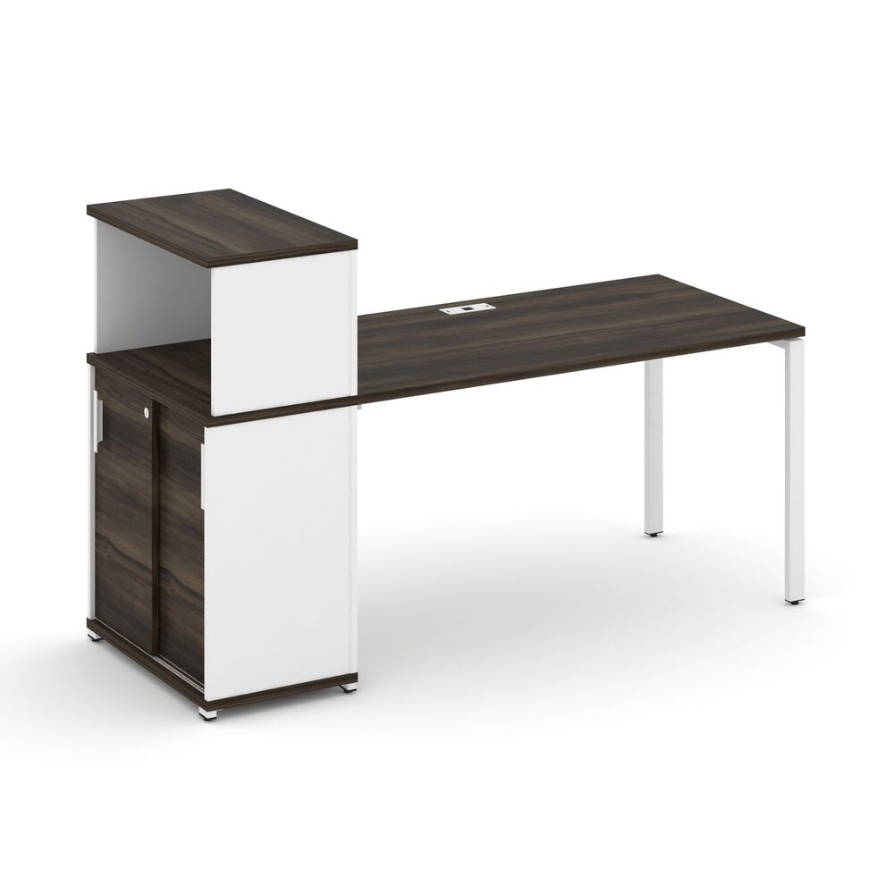 Стол рабочий с опорным шкафом купе с надставкой низкой