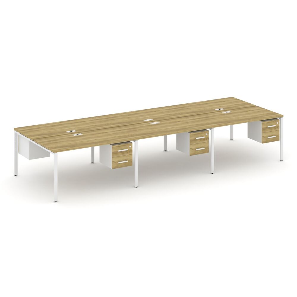 Рабочая станция двухсторонняя с подвесными тумбами на 6 мест