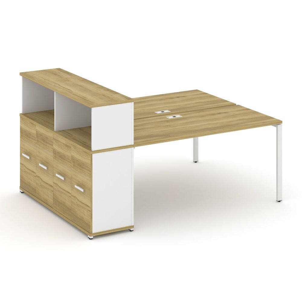 Рабочая станция с опорным распашным шкафом с надставкой низкой