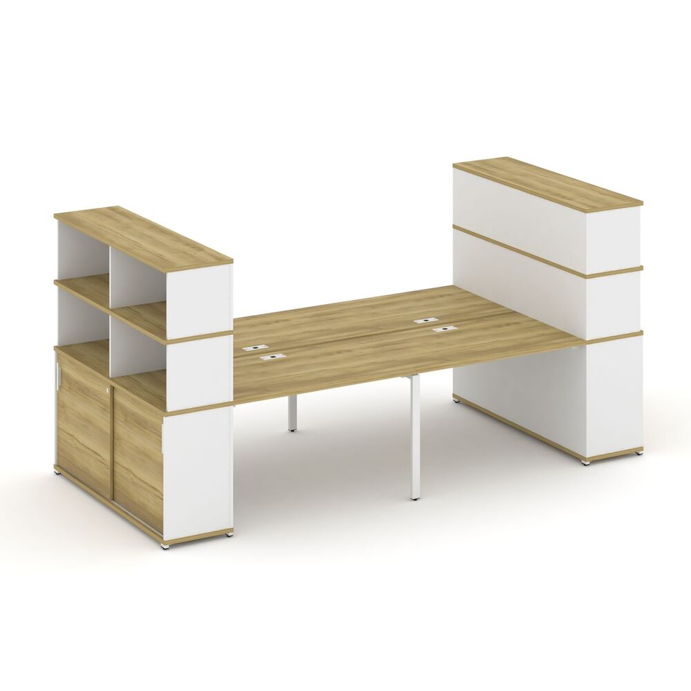 Рабочая станция с опорными шкафами купе с надставкой высокой