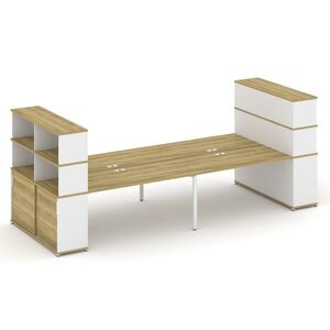 Рабочая станция с опорными шкафами купе с надставкой высокой