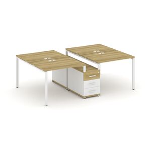 Рабочая станция на 4 места с двухсторонней опорной тумбой