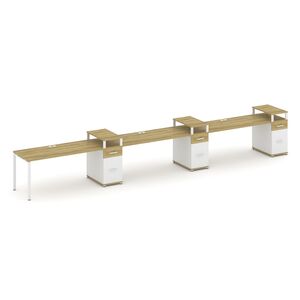 Рабочая станция на 3 места с тремя опорными тумбами