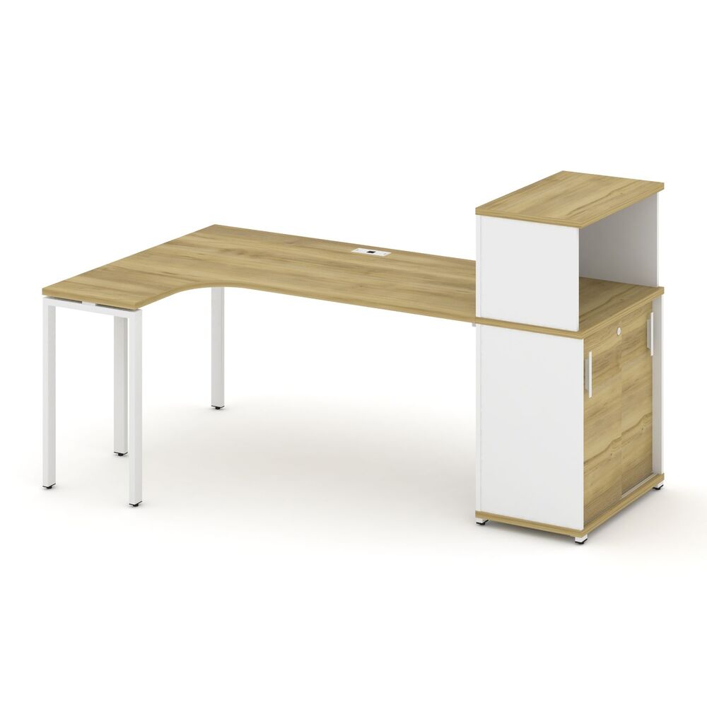 Стол эргономичный с опорным шкафом-купе с надставкой низкой левый