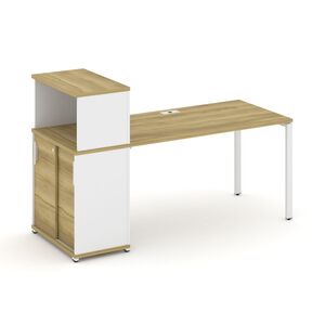 Стол рабочий с опорным шкафом купе с надставкой низкой