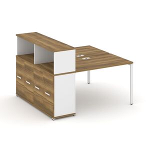 Рабочая станция с опорным распашным шкафом с надставкой низкой