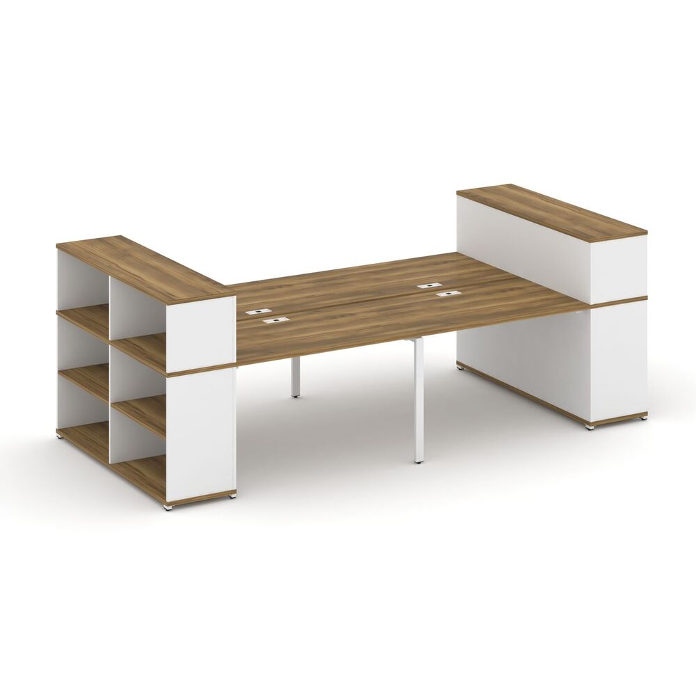 Рабочая станция с опорными стеллажами с надставкой низкой