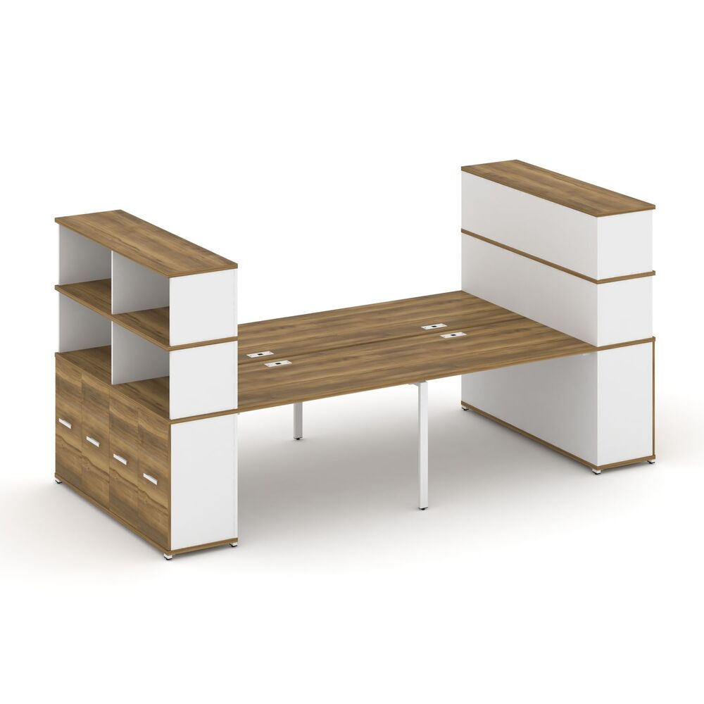 Рабочая станция с опорными распашными шкафоми с надставкой высокой